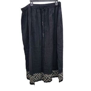 Nubian Queen Woman's Vintage Black White Tribal Print‎ Maxi Skirt Plus Size 24